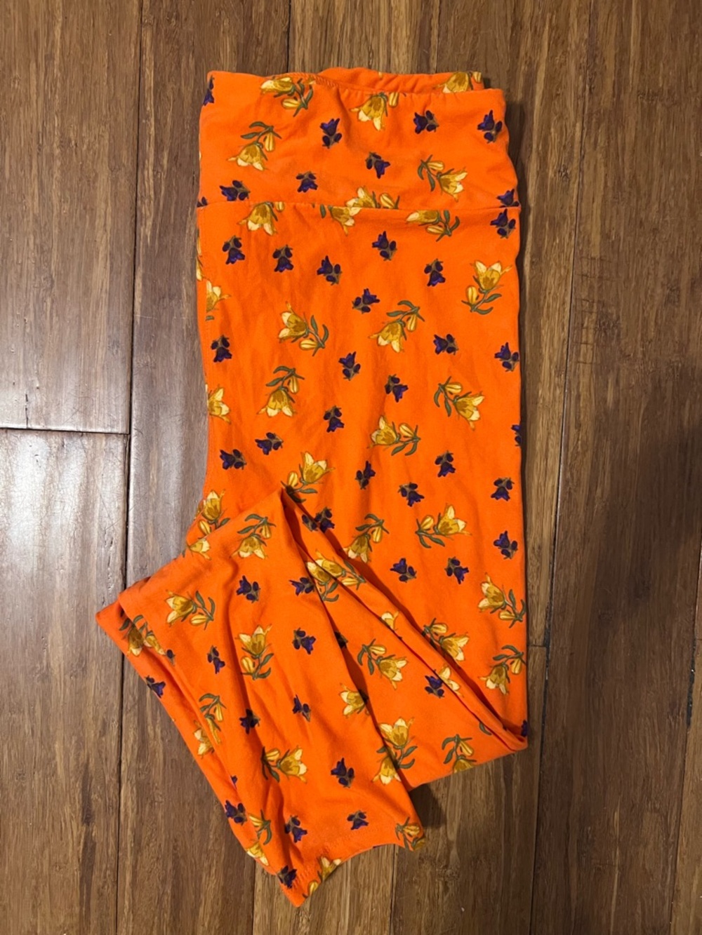 LuLaRoe Orange & Purple Floral Leggings